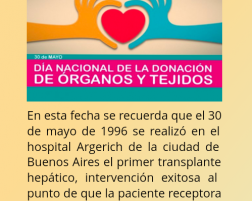 30/5 Día Nacional de la Donación de Orgános y Tejidos